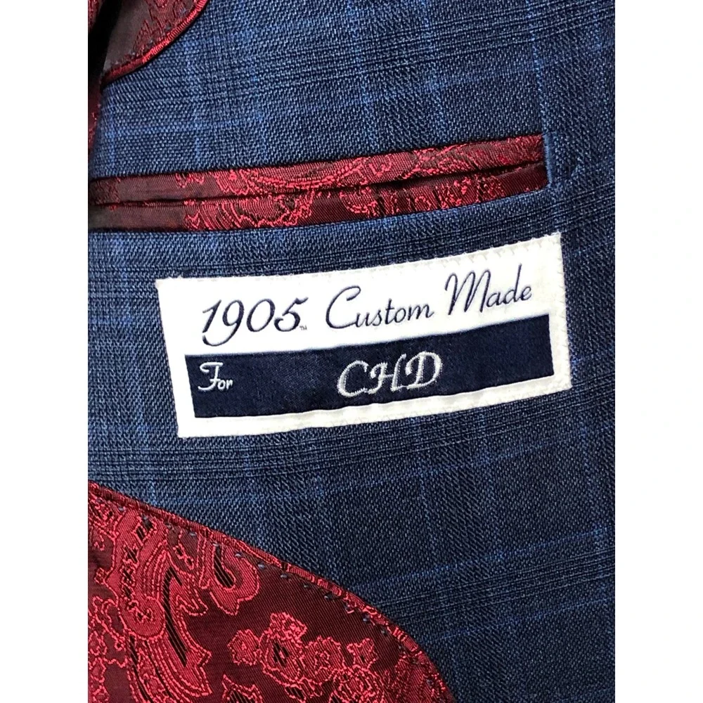 Jos. A. Bank 1905 Plaid Wool Blazer Sport Coat Mens 37R Blue Two-Button Paisley